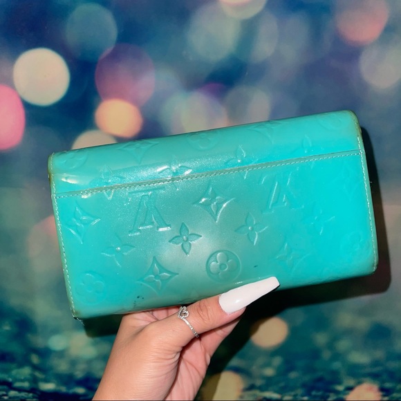 Turquoise Louis Vuitton Sarah Wallet Bleu lagoon - Picture 9 of 9